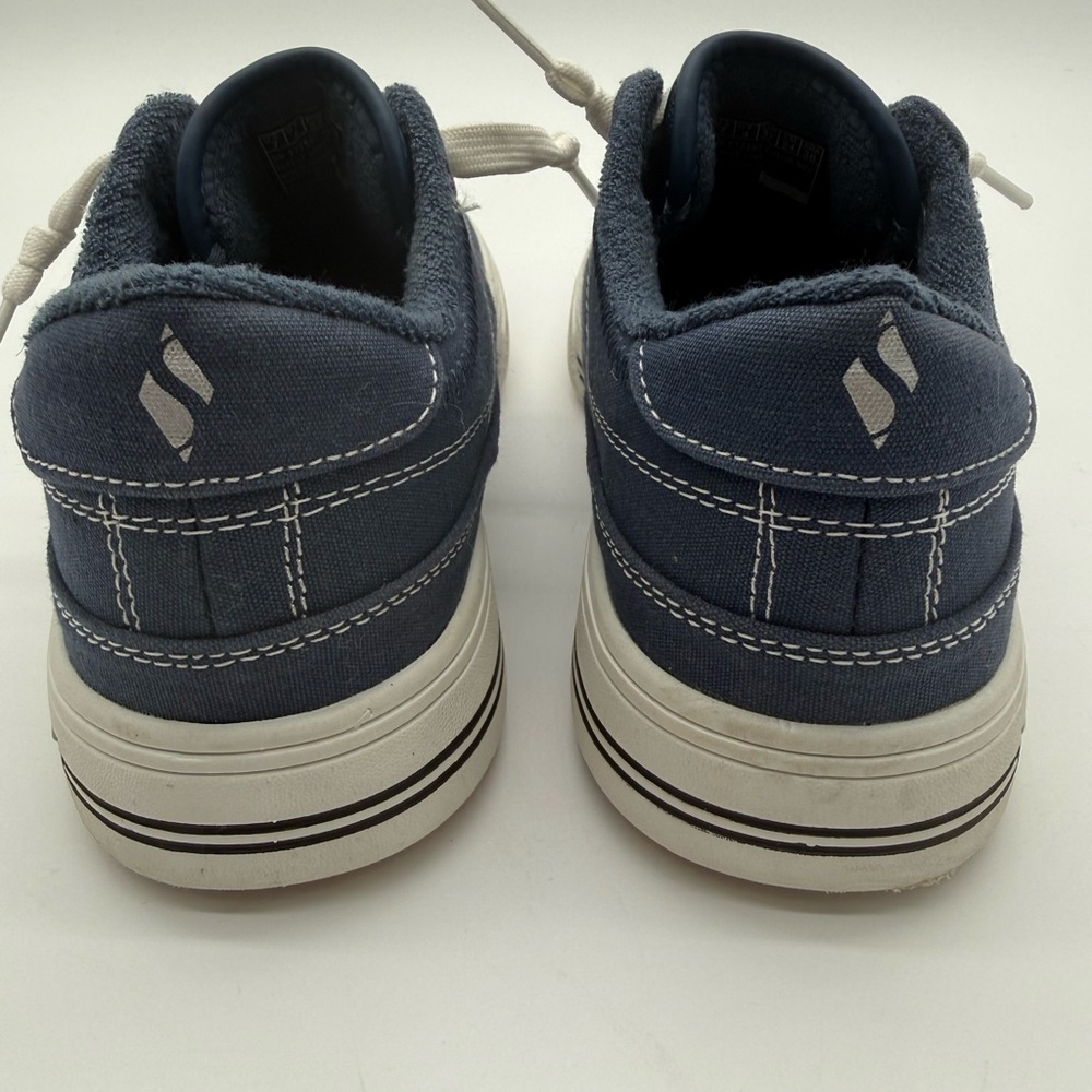 Skechers Women’s Navy and White Canvas Lace-Up Sneakers - Picture 3 of 7